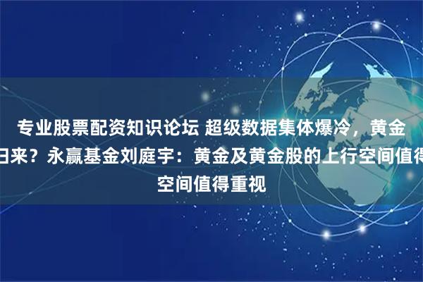 专业股票配资知识论坛 超级数据集体爆冷，黄金王者归来？永赢基金刘庭宇：黄金及黄金股的上行空间值得重视